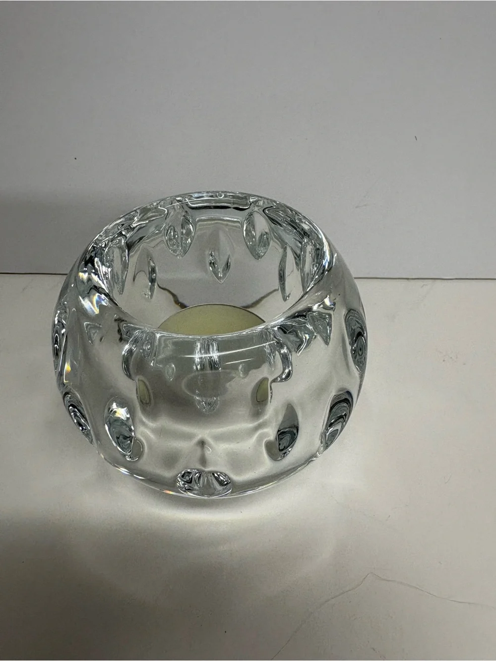 Vintage Full Lead Crystal Artisanal Tealight Candle Holder - Home Accents